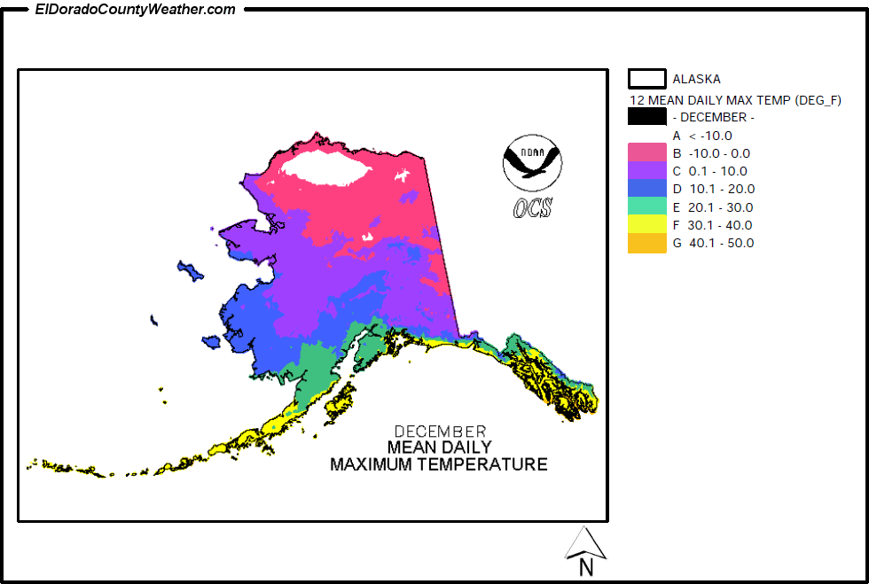 Alaska December Mean Daily Maximum Temperature